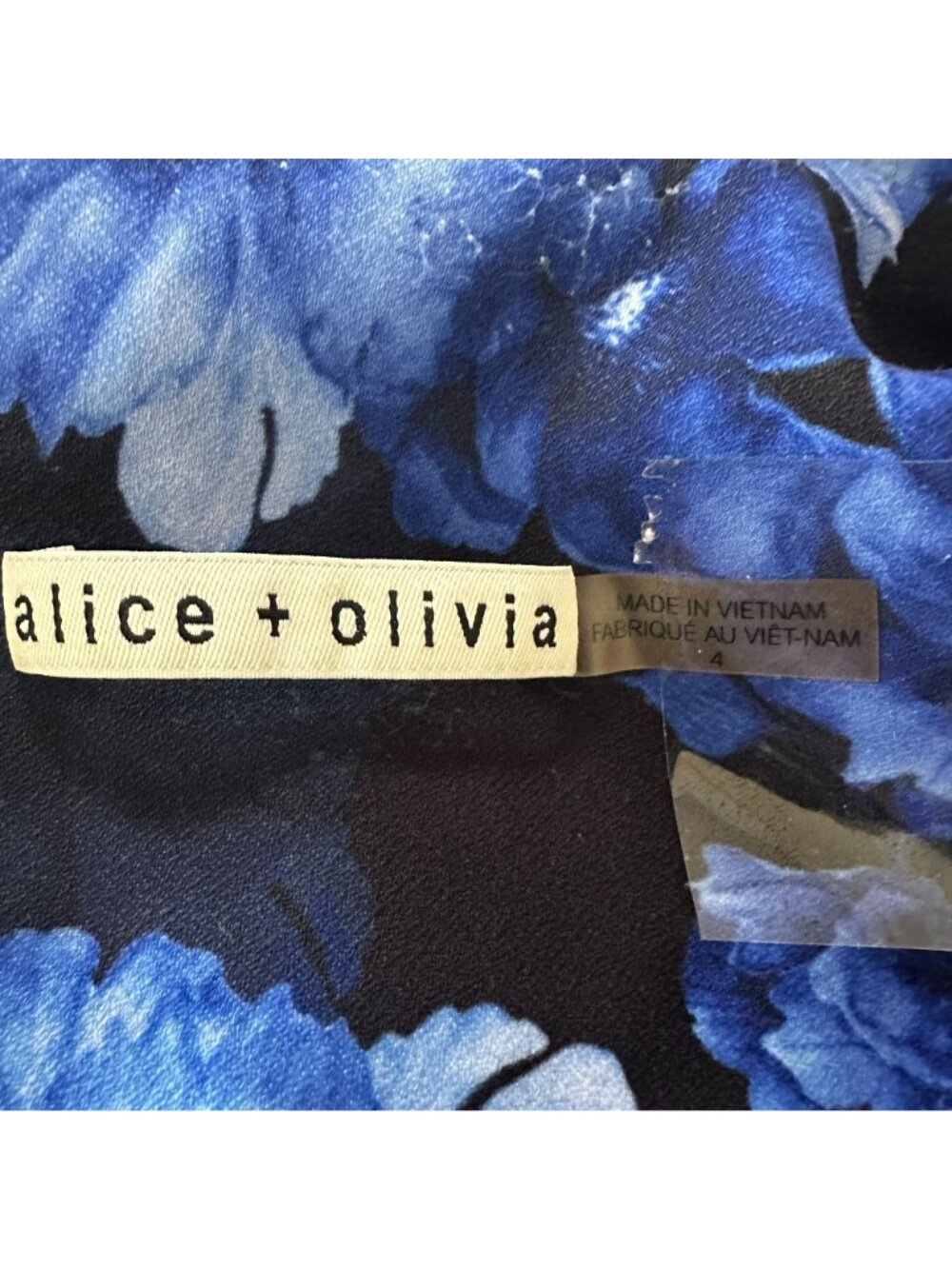 Alice + Olivia Black Blue Floral Single-Button Women's Blazer Size 4 - Picture 5 of 7